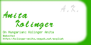 anita kolinger business card